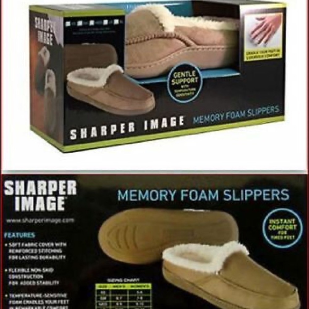 Sharper Image Memory Foam Slippers Unisex Men’s Size 6-7, Women’s 7-8, Small